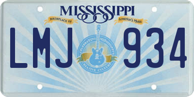 MS license plate LMJ934