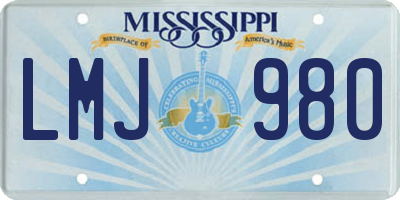 MS license plate LMJ980