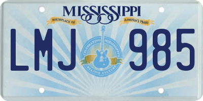 MS license plate LMJ985