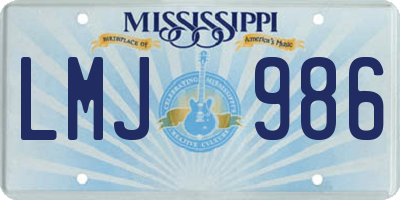 MS license plate LMJ986