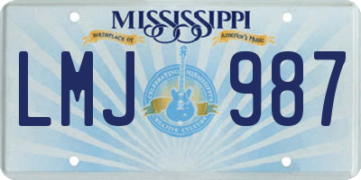 MS license plate LMJ987