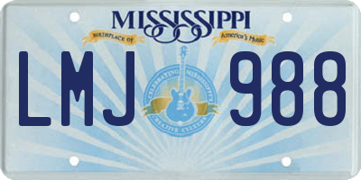 MS license plate LMJ988