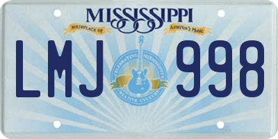 MS license plate LMJ998