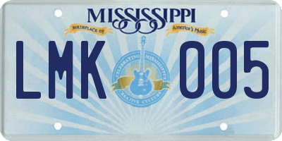 MS license plate LMK005