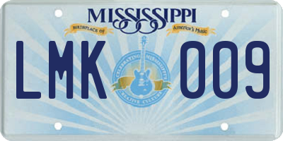 MS license plate LMK009