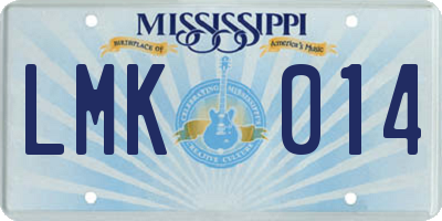 MS license plate LMK014