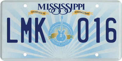 MS license plate LMK016