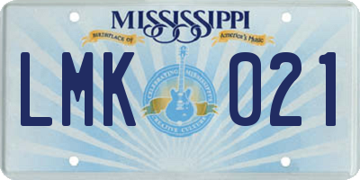 MS license plate LMK021