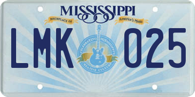 MS license plate LMK025