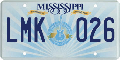 MS license plate LMK026