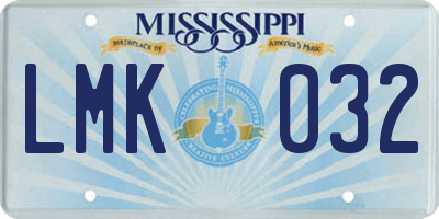 MS license plate LMK032