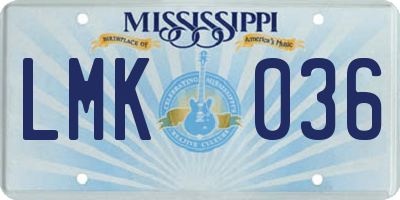 MS license plate LMK036