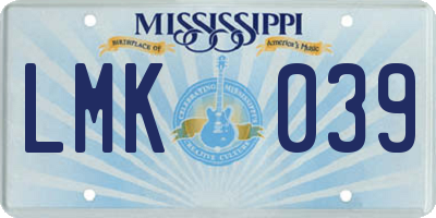 MS license plate LMK039
