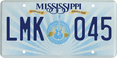 MS license plate LMK045
