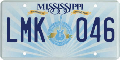 MS license plate LMK046