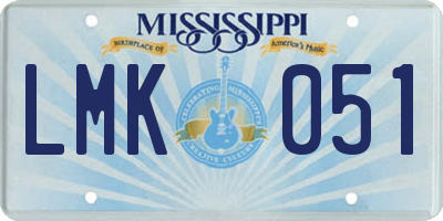 MS license plate LMK051