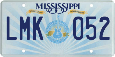 MS license plate LMK052