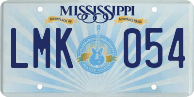 MS license plate LMK054