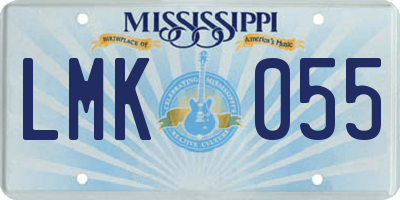 MS license plate LMK055