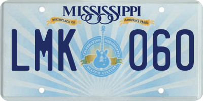MS license plate LMK060