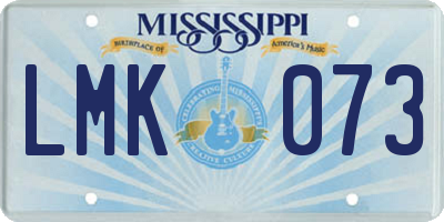 MS license plate LMK073