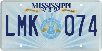 MS license plate LMK074