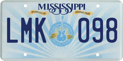 MS license plate LMK098