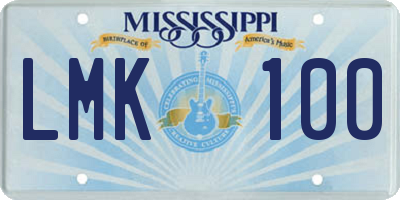 MS license plate LMK100