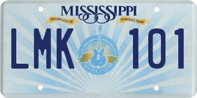 MS license plate LMK101