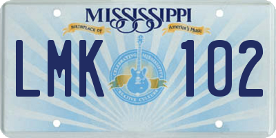 MS license plate LMK102