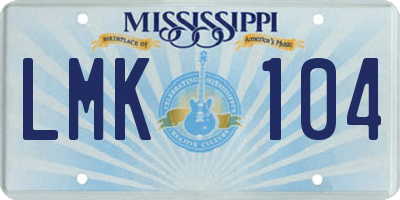 MS license plate LMK104