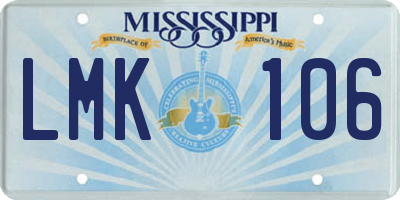 MS license plate LMK106