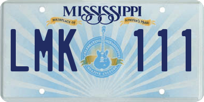 MS license plate LMK111