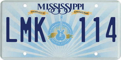 MS license plate LMK114