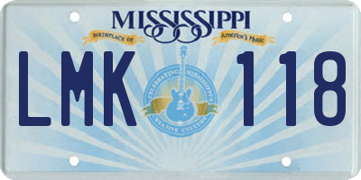 MS license plate LMK118