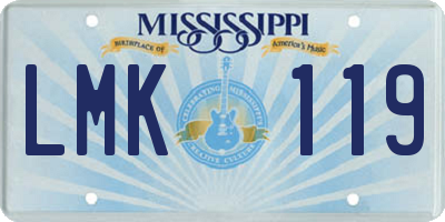 MS license plate LMK119
