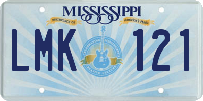 MS license plate LMK121