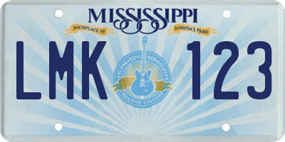 MS license plate LMK123