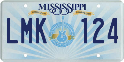 MS license plate LMK124