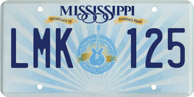 MS license plate LMK125