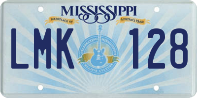 MS license plate LMK128