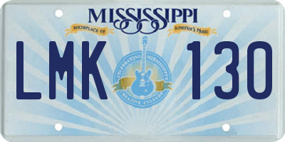 MS license plate LMK130