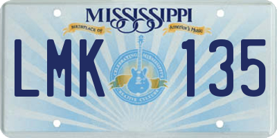 MS license plate LMK135