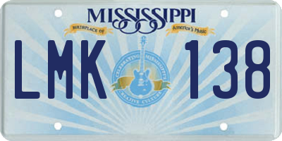 MS license plate LMK138