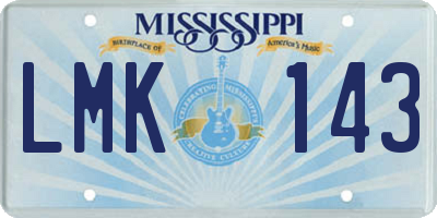 MS license plate LMK143