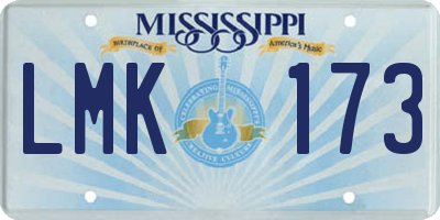 MS license plate LMK173
