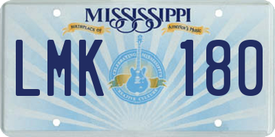 MS license plate LMK180
