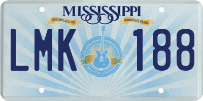 MS license plate LMK188