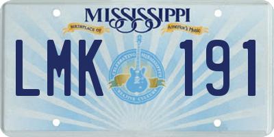 MS license plate LMK191