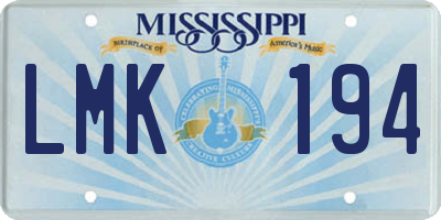 MS license plate LMK194